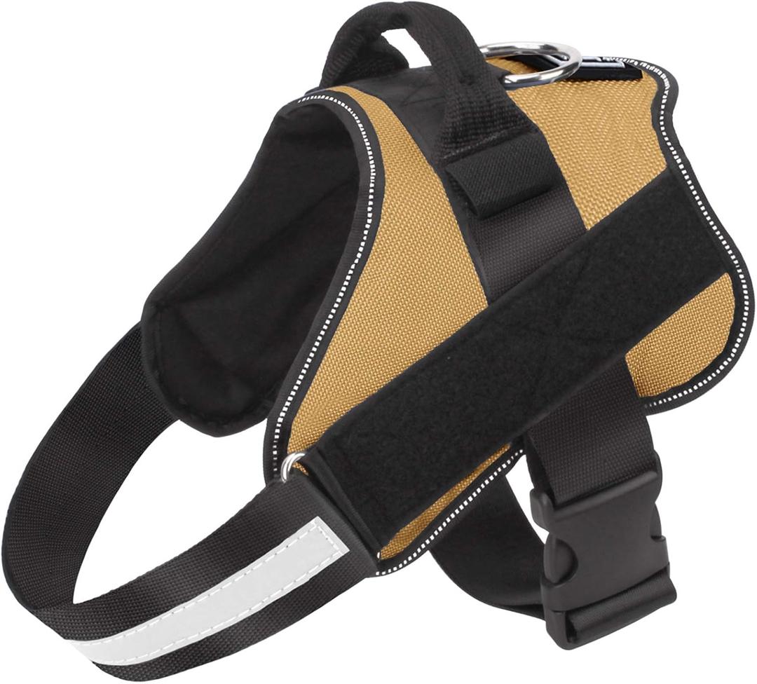 Bolux Dog Harness, No-Pull Reflective Dog Vest, Breathable Adjustable Pet Harness with Handle for Outdoor Walking - No More Pulling, Tugging or Choking (Army Yellow, Large) (Large (Pack of 1))