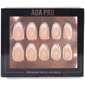 AOA Studio Pro Press-On Nails Luxe, durable, Reusable Nails, Perfect Manicure in Minutes Kit Include 24 Nails, Nail File, Nail Glue, Wooden Cuticle Wand (French Long)