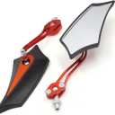 Black Orange Adjustable Pentagon Side Rear View Mirror for Motorcycle Scooter 2 Pcs Item Replacement