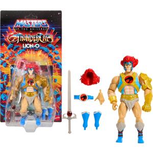 Masters of the Universe Origins & Thundercats Action Figure Lion-O, 1980s Crossover Toy, 5.5 Inch Posable, Removable Armor, Accessory & Collector Card