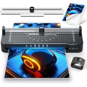13in Laminator Machine with Paper Trimmer + 50pcs Sheets + Corner Rounder, Dual Hot/Cold Mode | Anti-Jam Technology | 90s Fast Preheat for A3/A4/A5/A6 Home Office School Use