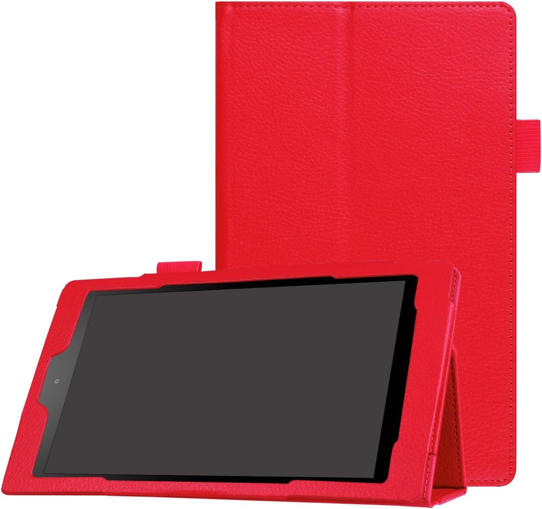 Asng All-New Fire HD 8 2018/Fire HD 8 2017/Fire HD 8 2016 Case - Premium PU Leather Folio Stand Cover Case with Auto Wake/Sleep for All-New Fire HD 8 (8th / 7th / 6th Generation) (Red)
