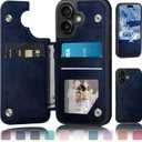 DJDUCK Designed for iPhone 17 Case Wallet with Card Holder, [Magnetic Clasp Cover] [RFID Blocking Leather Protection] Shockproof Women Men Cases 6.3 Inch for Apple 17 Dark Blue