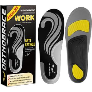 Work Insoles for Standing All Day, 200+lbs Heavy Duty High Arch Support Inserts, Foot Pain Relief for Plantar Fasciitis, Anti Fatigue,Work Boot Shoe Insoles Men Women, Size: M(Men's 8-9/ Women's 9-10)--275mm