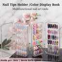 Rovian Press On Nail Book Organizer - 4-Page Clear Fake Nail Storage Box w/Adhesive Tapes, Holds 40+ Sets, Secure Snap-Lock Travel Case, Acrylic Display Holder (63.21.8")
