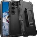 DUEDUE for Samsung Galaxy S25 FE Case with Belt Clip Holster Shockproof 3-Layer Heavy Duty Kickstand Cover Full Body Protective Rugged Phone Case for Samsung S25 FE 5G 6.7", Black