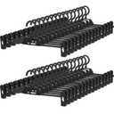 Plastic Pants Hangers with Clips for Women 30 Pack – POZEAN Pant Hanger with 360 Rotating & Adjustable Clips for Skirt, Shorts, Jeans, Kids’ Clothes, Coat | Space Saving, Slim & Multi-Purpose Black