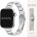 My Pretty Strap - Compatible Apple Watch Band Strap, Stainless Steel Fashion iWatch Replacement Strap- Easy Resizing, No Tool Needed, Fits Most Wrists- Compatible with Series 1-11, SE and Ultra