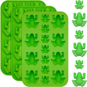 Tessco for you 3 Pieces Silicone Frog Chocolate Mold Funny Candy Molds Passover Jelly Ice Tray Gummy Animal Mold for Holiday Birthday Wizard Party Cake Decoration Kitchen Gift (Green)