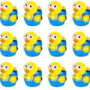 32 Pcs Mini Resin Ducks, Tiny Blue and Yellow Figures Duck Funny Miniature Resin Figurines Ducks Small Cartoon Character Ducks for Home Car Office Decor Party Favors