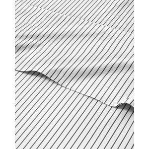 Striped Sheets - Black & White Striped Sheets - 1 Flat & 1 Fitted & 2 Pillowcases w/ Deep Pockets Wrinkle & Fade Free - Soft, Breathable and Cooling Luxury Pinstripe Bedding - Queen Size Bed Set