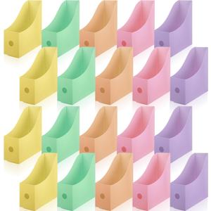 Colarr 20 Pack Coloring Plastic Magazine Holders 5 Light Colors Magazine Storage Box File Organizer Folder Book Bin for Desk Desktop Document Organizer for Office Classroom