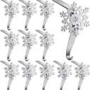 Peryiter 12 Pieces Snowflake Christmas Stocking Holders for Mantle Christmas Stocking Hooks Metal Sock Hangers Holder Stand Weighted for Fireplace(Silver)