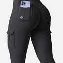 YEOREO CoreFlex Workout Cargo Leggings with Pockets for Women Hidden Scrunch Butt Lifting Leggings Gym Yoga Pants (Black, XS)
