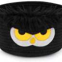 Small Storage Basket for Nursery, Owl Storage Basket, Woven Rope Cotton Storage, Baby Blanket 0rganizer with Ears Handles, Animal Blanket Towel Decor Gifts Cat Dog Bins, 8.2" D x 4.7" H IN (Black)