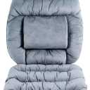 ALIBO Large Size Nonslip Back Support Cushion Low Back Pain Relief Pillow Seat Cushion with Lumbar Rest for Office Chair,Recliner,Rocking Chair,Wheelchair,Auto Car with Long Adjustable Straps (Grey)