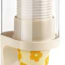 Cup Dispenser Pull Type Cup Holder for Water Cooler Fit 5-8 oz Disposable Paper/Plastic Cups, Dust-Proof Countertop Cup Dispenser for Home Kitchen Office Restaurant (Beige)