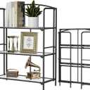 Crofy No Assembly Folding Bookshelf for Living Room, 3 Tier Black Collapsible Book Shelf for Home Office, Portable Bookcase Storage Organizer