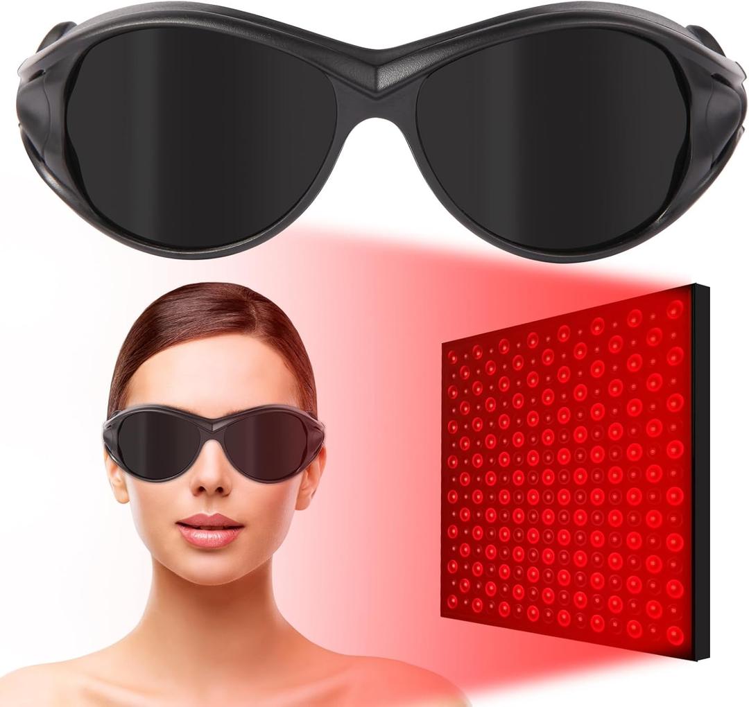 FreeMascot Red Light Therapy Glasses, Laser Safety Glasses IPL 200-2000nm, Eyes Protection for Tanning Goggles and Red Light Therapy