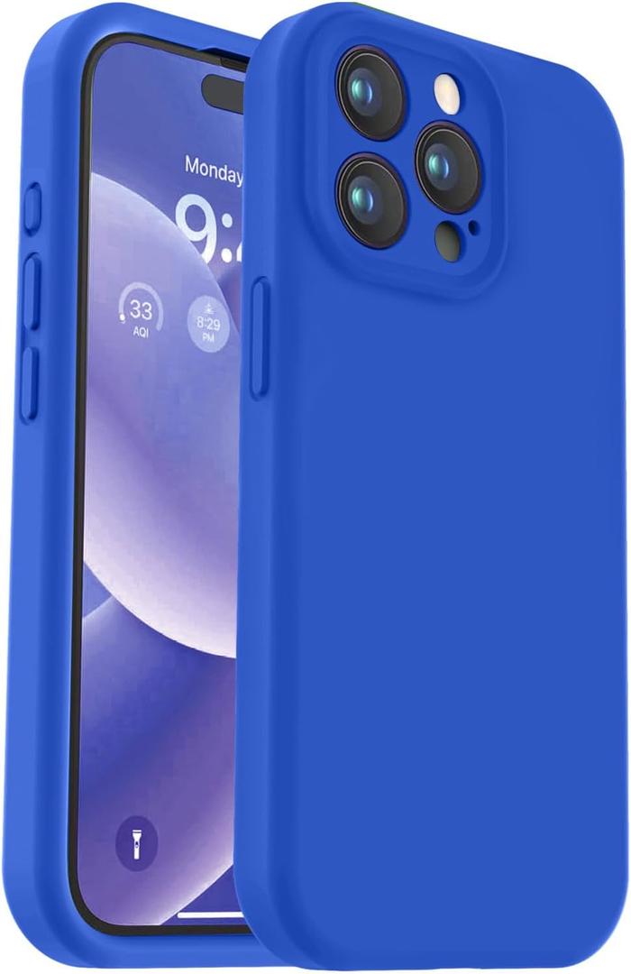 Vooii Compatible with iPhone 15 Pro Max Case, Upgraded Premium Silicone, [Camera Protection] [Soft Anti-Scratch Microfiber Lining] Shockproof Phone Case for iPhone 15 Pro Max 6.7 inch - Klein Blue