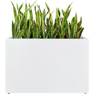 Metal Rectangular Planter, 35.5"x 10"x 28" White Planter Box for Outdoor, Easy Installation Galvanized Steel Planter with Drainage Holes, Outdoor Planter for Porch/Patio/Garden (Large)