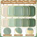 Zhehao 150 Piece Sage Green Plates and Napkins for 50 Guests, Includes Each of 7" and 9" Gradient Green Square Paper Plates, Scalloped Napkins for Baby Showers, Weddings, Birthday Party Decorations