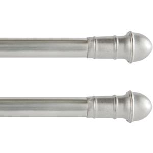 28-48 in. Adjustable Petite Caf Curtain Rod, 2-Pack, 7/16 in. Diameter, Silver