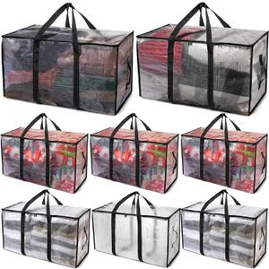 ClearSpace Heavy Duty Moving Bags or Storage Bags  Clear Storage Bins with Lids, Large Moving Boxes with Backpack Straps & Zippers  Packing Bags & Moving Supplies for College Dorm, 8 Pack
