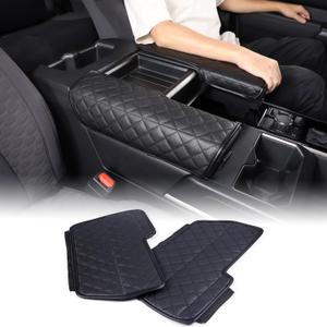 Car Leather Center Console Protector Cover Compatible with Toyota Tundra/Sequoia 2022-2026, Center Console Armrest Seat Box Cover Cushion Lid Protector Pad Waterproof Anti-Scratch Interior Accessories (Black)