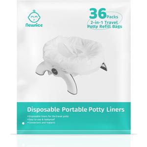 Newnice 36 [Counts] Disposable Potty Bags, Portable Travel Potty Bags with Absorbent Pads, Potty Liners Compatible with OXO Tot 2-in-1 Go Potty, Potty Training Liners Fit Most Potty Chairs