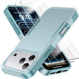 Magnetic for iPhone 17 Pro Case, Heavy Duty Protection, 23ft Military-Grade Drop Protection, Compatible with MagSafe, Tough Non-Slip, Matte Surface Phone case for iphone 17 Pro 6.3", Light Green
