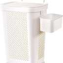 Ultra Wheeled Laundry Hamper with Lid, Suspended basketHandle and Wheels for Easy Rolling of Clothes to and from The Laundry Room, Plastic White