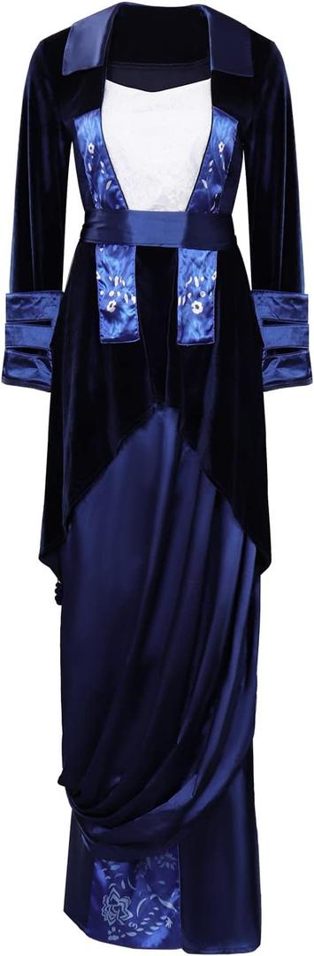 Titanic Rose Dress Costume Adult Women Rose Cosplay Costume Halloween Party Cosplay Rose Outfits (X-Large, Blue) Titanic Rose Dress Costume Adult Women Rose Cosplay Costume Halloween Party Cosplay Rose Outfits (X-Large, Blue)