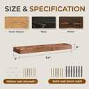 54" Fireplace Mantel, 3'' Thick Handmade Rustic Solid Wood - Wall Long Floating Shelf with Invisible Metal Bracket, Brown
