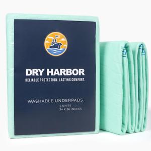 Washable Underpads 34" x 36" (2 Pack) — Waterproof Reusable Incontinence Bed Pads for Adults and Seniors, Heavy Absorbency, Soft and Comfortable, 300 Washes (2, Green, 34x36)