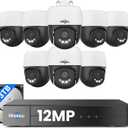 Hiseeu 12MP PoE PTZ Security Camera System, 8 Pcs Wired Cameras
Auto Human Tracking, 360°View, 2 Way Audio, 0 Monthly Fee, 3TB HDD, 8 Port 16Ch PoE NVR
