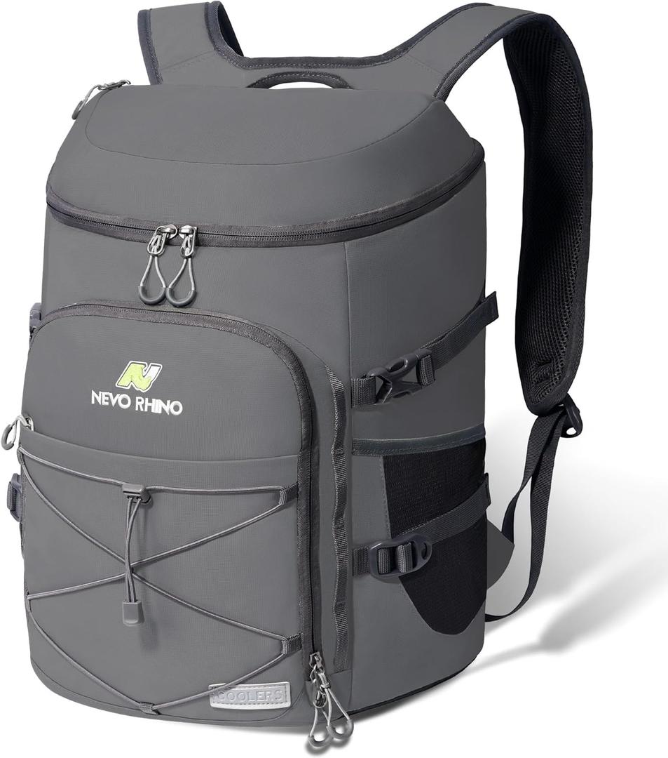 N NEVO RHINO Backpack Coolers Insulated Leak Proof 36/54 Cans,Portable Lightweight Waterproof Insulated Cooler Backpack for Men & Women Ideal for Camping,Travel,Beach,Picnics,Lunch & Day Trips (2025-Dark Gray-36Cans)