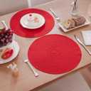 SHACOS 15 inch Round Placemats Set of 6 Braided Non Slip Washable Place Mats for Dining Tables Kitchen Table Mats Home Wedding Party Decor (Red, 6)
