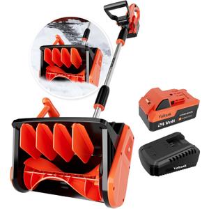 VOLTASK 24V Cordless Snow Shovel, 12.8-Inch Cordless Snow Blower, 4-Ah Battery Snow Blower with Directional Plate & Adjustable Front Handle (Battery & Quick Charger Included)
