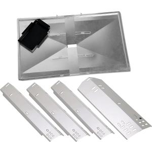 Adjustable Grease Tray (24"-27") and Set of 4 Heat Plates for Dyna Glo DGH450CRP, DGH450CRP-D, DGH450CRN, DGH451CRP, DGH451CRP-D, Dyna Glo Grill Replacement Parts, Dyna Glo 4 Burner Grill Drip Pan