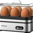 Evoloop Rapid Egg Cooker Electric 6 Eggs Capacity, Soft, Medium, Hard Boiled, Poacher, Omelet Maker Egg Poacher With Auto Shut-Off, BPA Free (Silver)