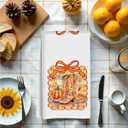 Fall Pumpkin Western Cowgirl Boots Bow Decor Kitchen Towel, Reusable Tea Towel, Dish Towels, Suitable for Bathroom, Home, Kitchen, Sink, Autumn Atmosphere Decoration, 13.8x23.6 Inches