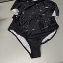 Womens Tankini Swimsuits Ruffled Tank Top Tummy Control Floral Modest Swimwear High Waisted Bikini, Black with Stars, M