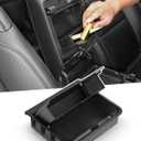 Savadicar One-Touch Hidden Storage Organizer Compatible with 2018-Present Jeep Wrangler JL 4XE & Gladiator JT, Center Console Concealed Box for Secret Extra Space, Interior Armrest Accessories, Black
