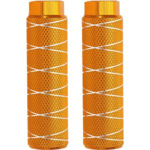 PATIKIL Bike Pegs Fit Axles, Aluminum Alloy Anti-Skid Lead Foot Bicycle Peg Back Seat Stands with Thin Line for BMX Mountain Dirt Bike Cycling Rear Stunt Pegs (Orange)