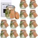 MTLEE 12 Sets Wedding Favors for Guests Wedding Candle Gifts Glass Candle Jars Bulk Scented Soy Wax Candle Set with DIY Tag Cards for Bridesmaid Bridal Shower Wedding Party Favors (Green Leaves)