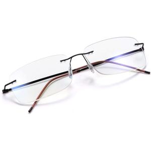 YIMI Rimless Progressive Multifocus Reading Glasses Blue Light Blocking No Line Multifocal Computer Readers for Women Men (Brown)