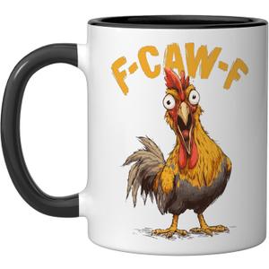 f-caw-f Chicken Fcawf Rooster Coffee Ceramic Mug, Black/White (11 Ounces)