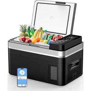 12 Volt Refrigerator, 37QT(35L) 12V Fridge with APP Control, Compressor Electric Cooler, 12V Cooler 12/24V DC 110-240V AC, Portable Freezer -13℉~68℉ for Home, Camping, Travel, Truck (Dark Black)