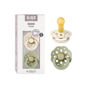 BIBS Pacifiers - Boheme Collection | BPA-Free Round Nipple | Nautral Rubber Latex | Made in Denmark | Set of 2 Ivory/Sage Color Premium Soothers | Size 0-6 Months. Size 1